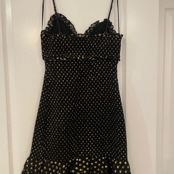 Likely new with tags black and gold shimmering mini dress size 2 - Picture 2 of 3